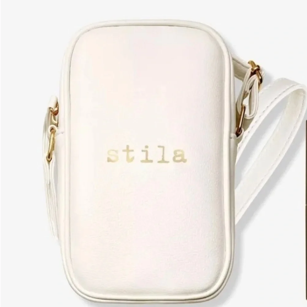 STILA white cosmetic crossbody bag